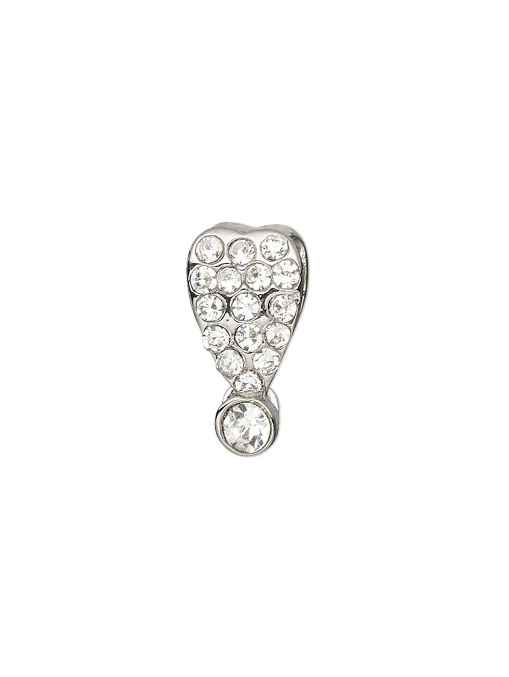 Egyptian Crystal Rhinestone Pave Heart Shaped 16x8mm Pendant Pinch Bail